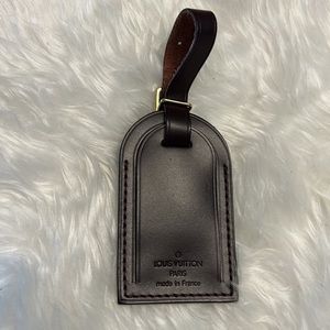 Louis Vuitton Rare Dark Burgundy/Brown Leather luggage tag